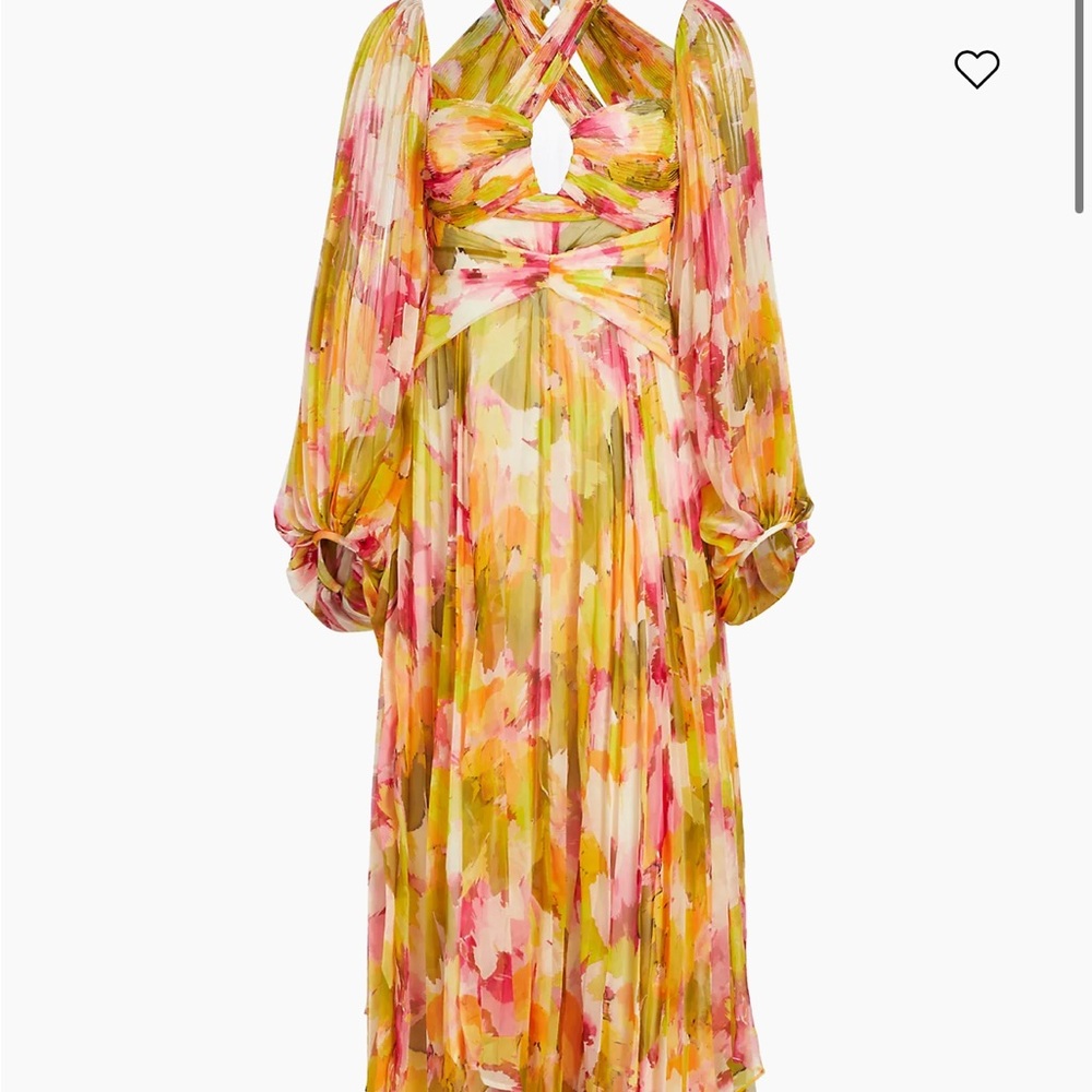 Acler Pink and Yellow Long Sleeve Halter Sundress